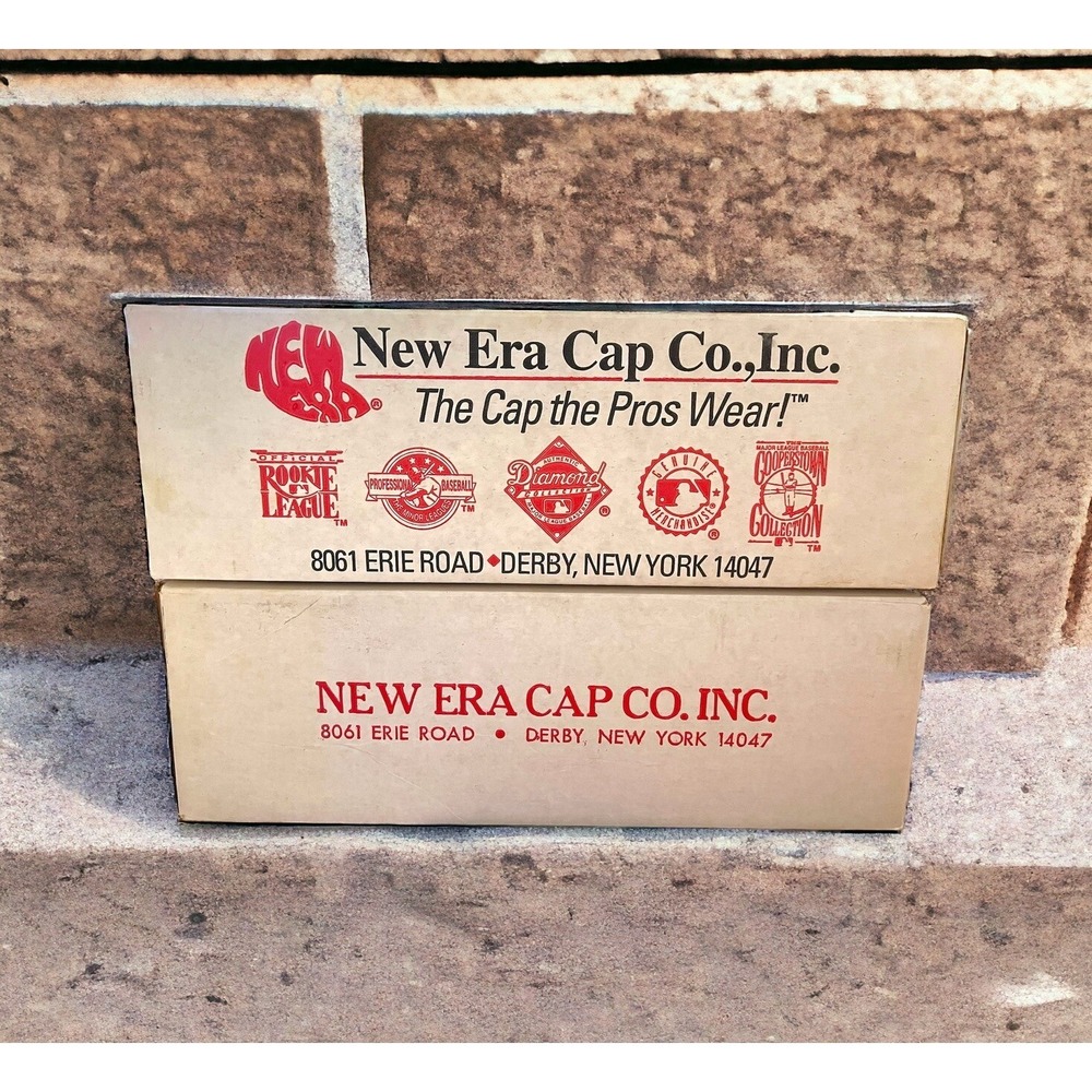 2 Vintage New Era Hat Storage Boxes Cap Factory Organizer Box Buffalo NY